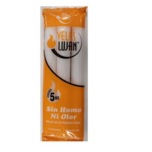 VELAS LUJAN ETIQUETA NARANJA 5 hs x 3 UNIDADES