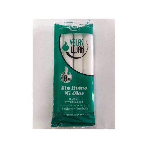 VELAS LUJAN ETIQUETA VERDE 8 HS x 4 UNIDADES