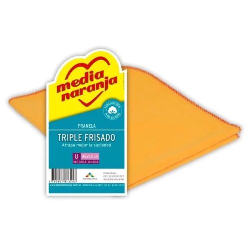 FRANELA MEDIA NARANJA 45X50 x UNIDAD