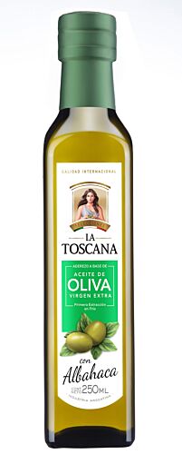 ACEITE DE OLIVA LA TOSCANA CON ALBAHACA x 250 ML