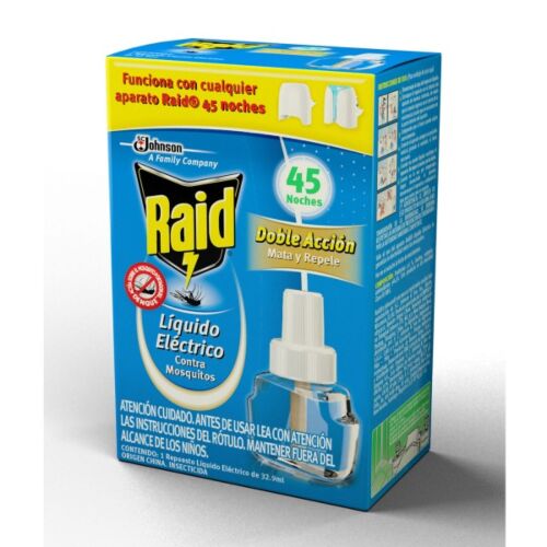 INSECTICIDA LIQUIDO RAID 45 NOCHES REPUESTO x UNIDAD