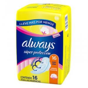 TOALLITAS FEMENINAS ALWAYS SUPERFICIE PROTECCION SUAVE CON ALAS x 16 UNIDADES