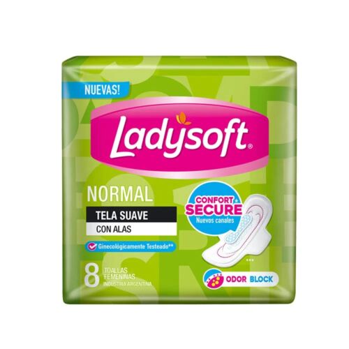 TOALLITAS FEMENINAS LADYSOFT NORMAL SECA CON ALAS x 8 UNIDADES