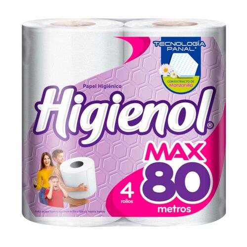 PAPEL HIGIENICO HIGIENOL MAX PANAL 80 MTS x 4 UNIDADES