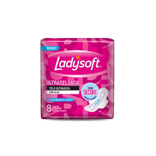 TOALLITAS FEMENINAS LADYSOFT ULTRA SECA CON ALAS x 8 UNIDADES
