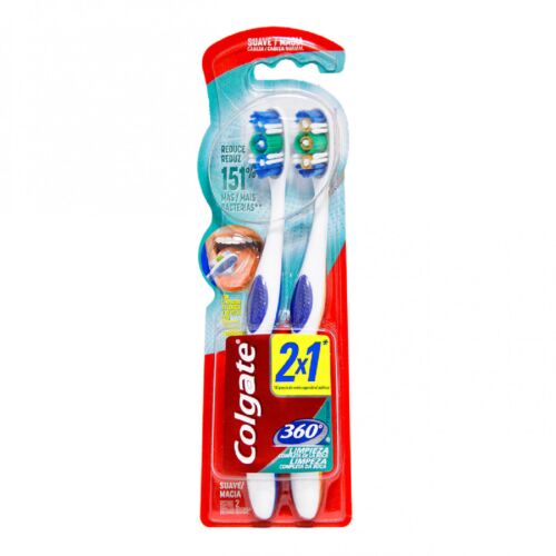 CEPILLO DE DIENTE COLGATE 360 SUAVE x 2 U
