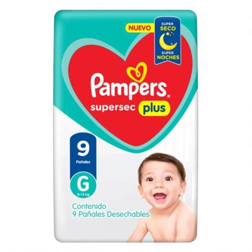 PAÑALES PAMPERS SUPERSEC G x 9 U