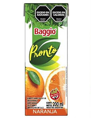 JUGO BAGGIO PRONTO NARANJA x 200 ML