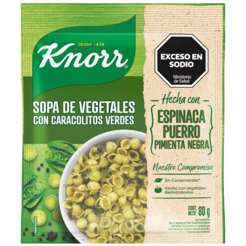 SOPA KNORR VEGETALES CON PASTA VERDE x 80 GR