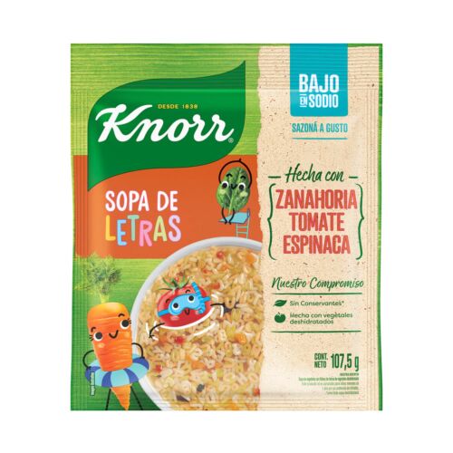 SOPA KNORR VEGETALES CON FIDEOS LETRAS x 107.5 GR
