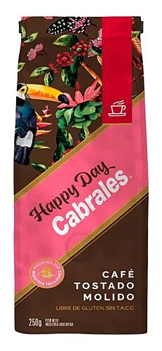 CAFE CABRALES HAPPY DAY MOLIDO TOSTADO x 250 GR