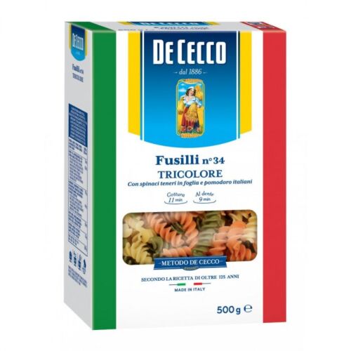 FIDEOS DE CECCO TRICOLORE FUSILLI NUMERO 34 x 500 GR