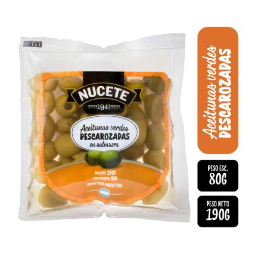 ACEITUNAS VERDES NUCETE DESCAROZADA SACHET x 180 GR