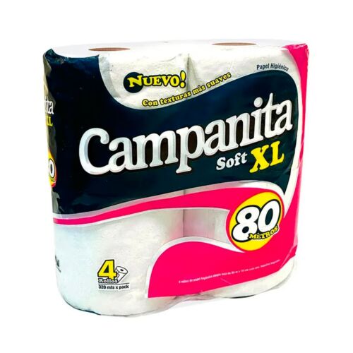 PAPEL HIGIENICO CAMPANITA SOFT XL 80 MTS X 4 UNIDADES