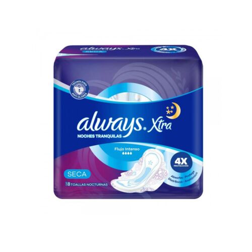 TOALLITAS FEMENINAS ALWAYS EXTRA TRIPLE PROTECCIËN NOCHE SECA x 8 UNIDADES