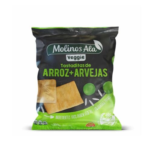 TOSTADITAS MOLINOS ALA VEGGIE ARROZ ARVEJA x 100 GR