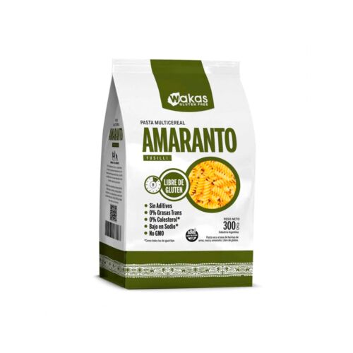 FIDEOS FUSILLI MULTICEREAL WAKAS AMARANTO X 300 GR