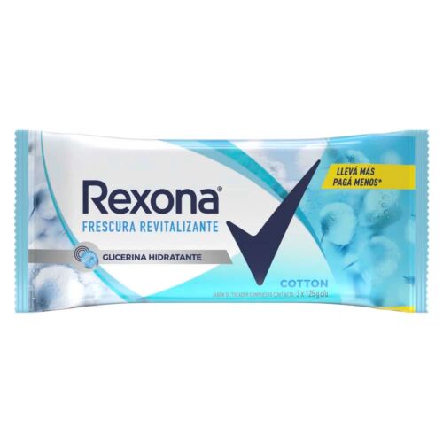 JABON REXONA COTTON PACK x 3 UNIDADES
