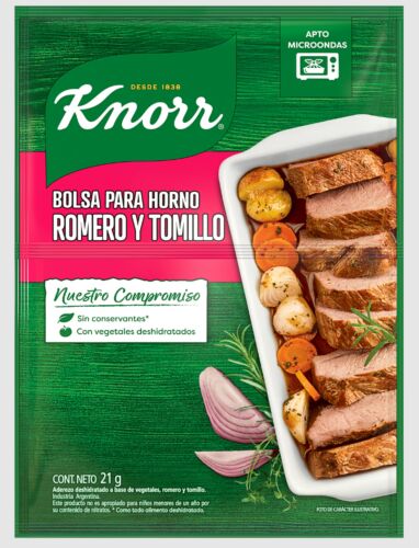 BOLSA PARA HORNO KNORR SABOR CARNE ROMERO Y TOMILLO X 21 GR