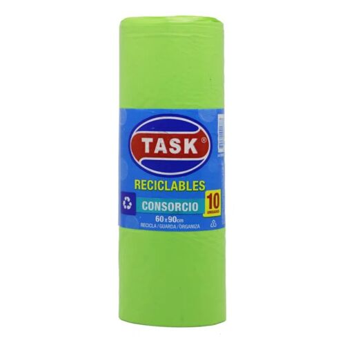 BOLSA RESIDUOS TASK ROLLO VERDE 60 x 90 CM x 10 UNIDADES