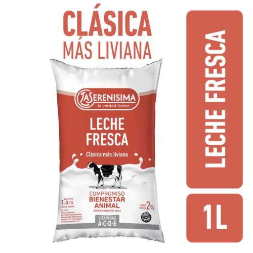 LECHE LA SERENISIMA DESCREMADA 2% SACHET x 1 LT