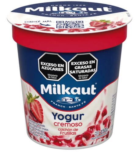 YOGUR MILKAUT DESCREMADA CON TROZOS FRUTILLA POTE x 150 GR