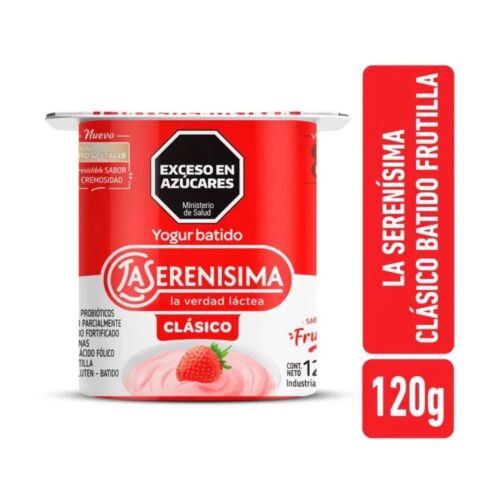 YOGUR LA SERENISIMA CLASICO BATIDO FRUTILLA ENTERA x 120 GR