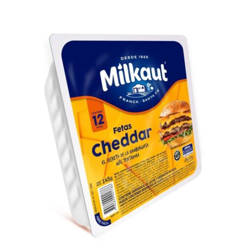 QUESO MILKAUT CHEDDAR FETAS x UNIDAD