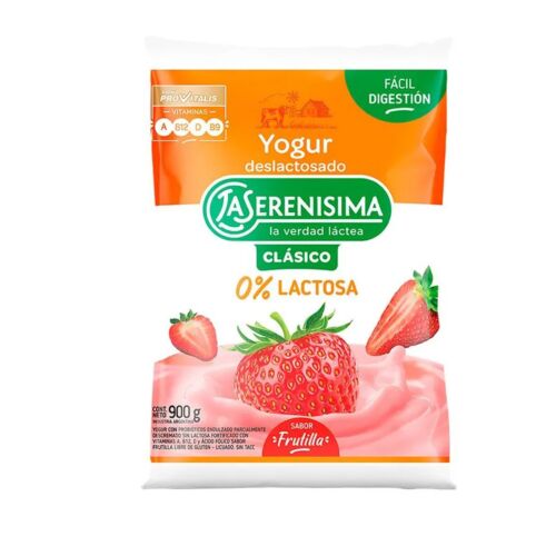 YOGUR LA SERENISIMA CLASICO 0% LACTOSA FRUTILLA SACHET x 1 LT