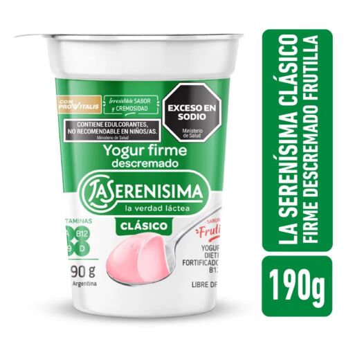 YOGUR LA SERENISIMA CLASICO FIRME FRUTILLA DESCREMADA x 190 GR