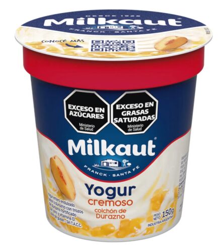 YOGUR MILKAUT ENTERA CON TROZOS DURAZNO POTE x 150 G