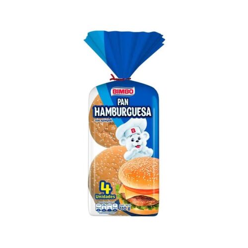 PAN BIMBO HAMBURGUESA CON SESAMO x 4 UNIDADES