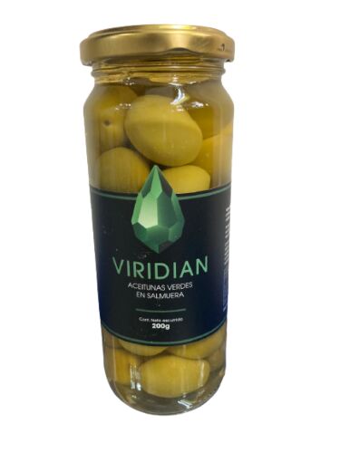 ACEITUNAS VERDES VIRIDIAN EN SALMUERA x 200 GR