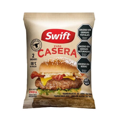 HAMBURGUESA SWIFT TIPO CASERIA X 240 GR