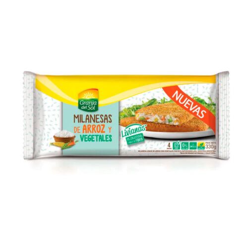 MILANESA GRANJA DEL SOL ARROZ Y VEGETALES x 4 UNIDADES