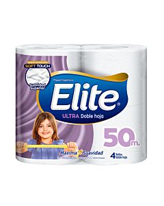 PAPEL ELITE DOBLE HOJA SEDA 50 MTS X 4 UNIDADES