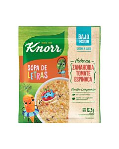 SOPA KNORR VEGETALES CON FIDEOS LETRAS x 107.5 GR