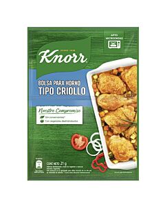 BOLSA DE HORNO KNORR SABOR POLLO CRIOLLO x 21 GR