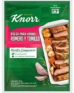 BOLSA PARA HORNO KNORR SABOR CARNE ROMERO Y TOMILLO X 21 GR