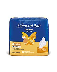 TOALLAS FEMENINAS SIEMPRE LIBRE NORMAL SUAVE CON ALAS x 8 UNIDADES