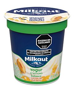 YOGUR MILKAUT DESCREMADA CON TROZOS DURAZNO POTE x 150 GR